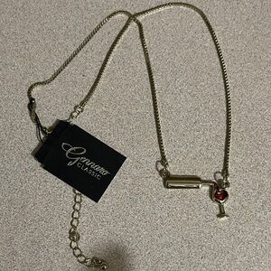 Gennaro Classic Gold Necklace with Red Wine Charm